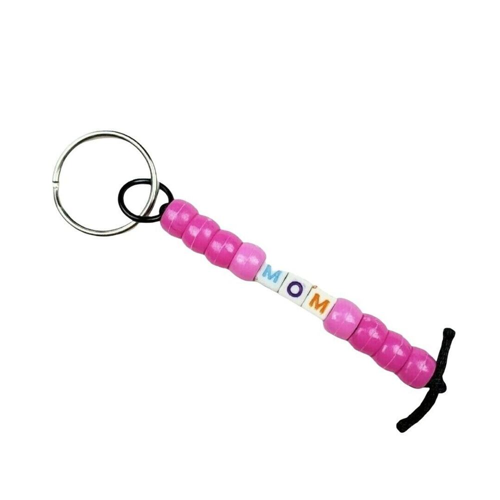 Mom Keychain Pink Mothers Day Birthday Christmas Gift for Her‎ Beaded Handmade